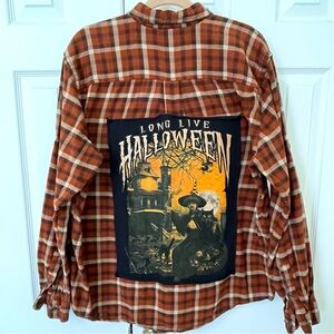 Custom Halloween Rust Plaid Cotton Flannel